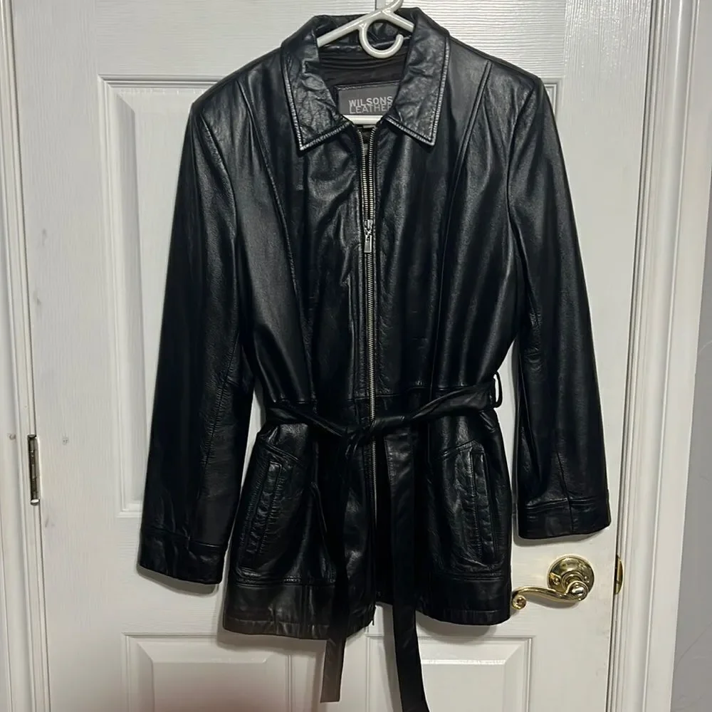 🔥🔥 WILSONS LEATHER Women’s Black Leather Jacket Thinsulate Zip Removable Liner